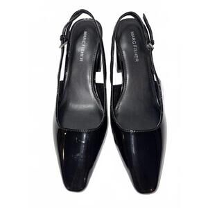 Marc Fisher Black Patent Leather Slingback Heels Size 8M